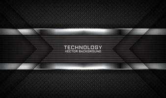 3D black silver technology abstract background overlap layer on dark space with light line effect decoration. Graphic design future style concept for flyer, banner, brochure, card, or landing page