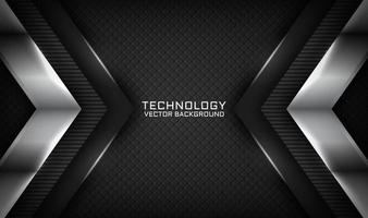 3D black silver technology abstract background overlap layer on dark space with light line effect decoration. Graphic design future style concept for flyer, banner, brochure, card, or landing page vector