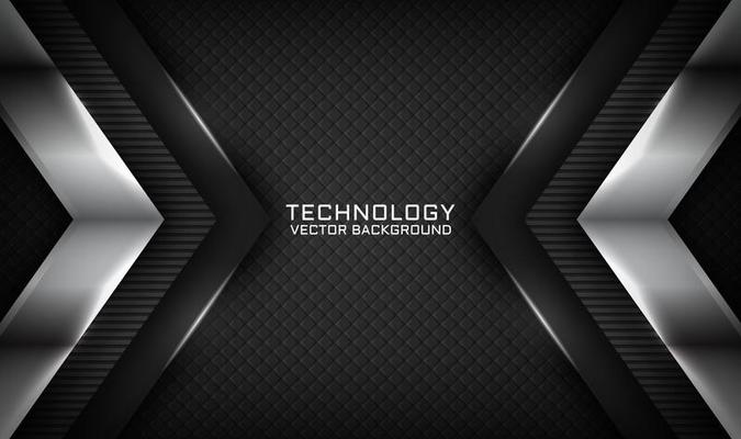 3D black silver technology abstract background overlap layer on dark space with light line effect decoration. Graphic design future style concept for flyer, banner, brochure, card, or landing page