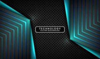 3D black blue technology abstract background overlap layer on dark space with light line effect decoration. Graphic design future style concept for flyer, banner, brochure, card, or landing page vector