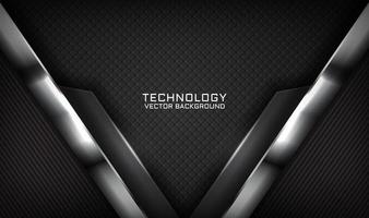 3D black silver technology abstract background overlap layer on dark space with light line effect decoration. Graphic design future style concept for flyer, banner, brochure, card, or landing page vector