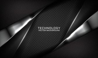 3D black silver technology abstract background overlap layer on dark space with light line effect decoration. Graphic design future style concept for flyer, banner, brochure, card, or landing page vector