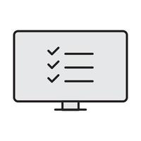 lista de verificación de monitor para sitio web, presentación, símbolo vector