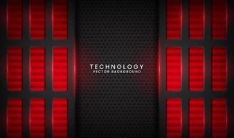 3D black technology abstract background overlap layer on dark space with red light line effect decoration. Graphic design element future style concept for flyer, banner, brochure, or landing page vector