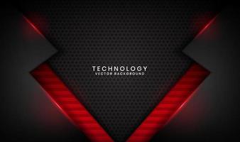 3D black technology abstract background overlap layer on dark space with red light line effect decoration. Graphic design element future style concept for flyer, banner, brochure, or landing page vector
