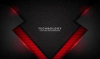 3D black technology abstract background overlap layer on dark space with red light line effect decoration. Graphic design element future style concept for flyer, banner, brochure, or landing page vector