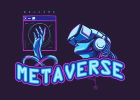 bienvenido metaverso ilustración vectorial futurista con color moderno vector