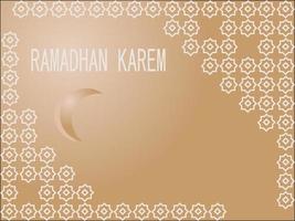 Greeting card for ramadan with gray arabic traditional ornament on brown background