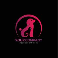 colorful pet, pet care, dog, cat and colorful pet care logo design vector