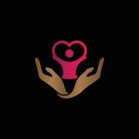 Creative hands holding human body with heart logo vector