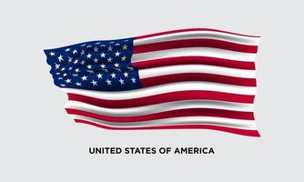 Flag of the USA, the United States of America. Illustration of waving USA flag. vector