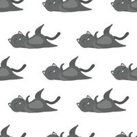 Seamless cute kitty cat pattern vector