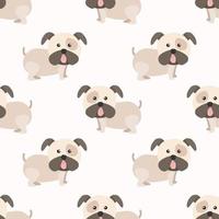 Seamless pug cartoon pattern vector