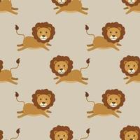 Seamless adorable lion cartoon pattern vector