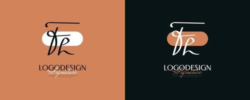 diseño inicial del logotipo f y h con un estilo de escritura elegante y minimalista. logotipo o símbolo de la firma fh para bodas, moda, joyería, boutique e identidad comercial vector