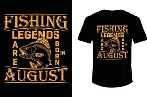 las leyendas de la pesca nacen en agosto. camiseta de pesca. camiseta de leyendas. vector