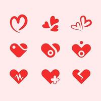 colección de iconos de corazón pixelado vector