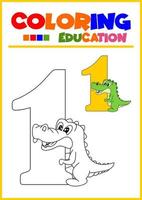 colorear número uno para el aprendizaje de los niños vector