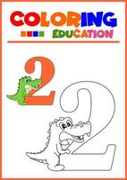 coloring number two for children's learning vector