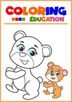 Coloring book for kids bear vector