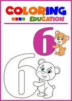 coloring number six for children's learning vector