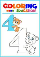 coloring number four for children's learning vector