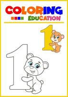 coloring number one for children's learning vector