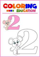 coloring number two for children's learning vector