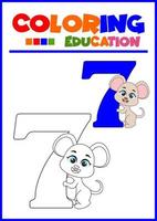 coloring number seven for children's learning vector