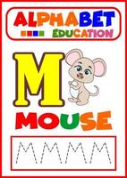 coloring the letter m for the child to learn vector