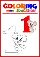 colorear número uno para el aprendizaje de los niños vector