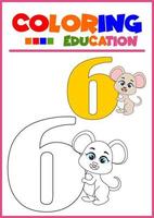 coloring number six for children's learning vector