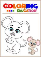 Coloring book for kids mouse vector