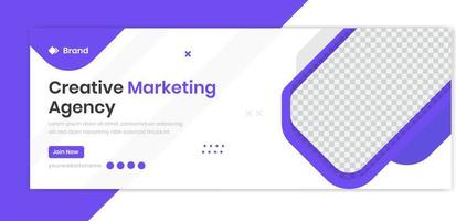 Purple corporate banner design template, creative shapes layout vector