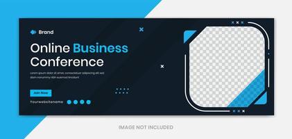 Abstract Corporate banner design template, blue modern shapes vector