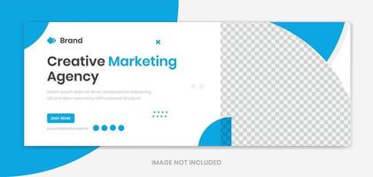 Modern corporate banner design layout, blue shapes company profile vector