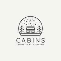 classic winter cabin minimalist line art logo icon vector