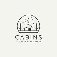 winter countryside cabin minimalist line art logo vector