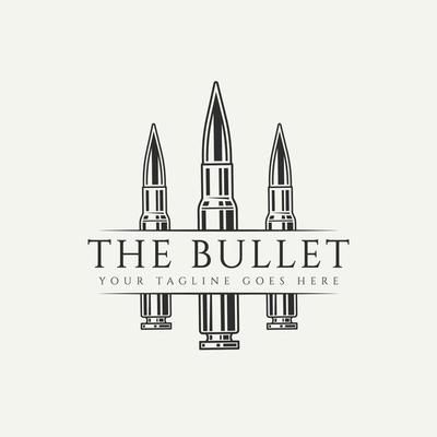 gun bullet ammunition vintage logo icon design