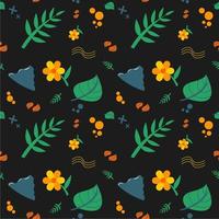 vector seamless pattern of nature, there are leaves, flowers, and several other supporting ornaments.