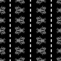 conjunto de ilustraciones de lindos insectos arte de línea blanca, patrón vectorial sin costuras sobre fondo negro vector
