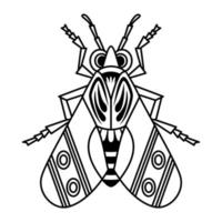 Illustration of cute Insect black line art, Vector pattern on white background