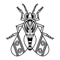 Illustration of cute Insect black line art, Vector pattern on white background