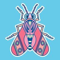 Illustration character of cute Insect colorful art, Vector pattern on blue background