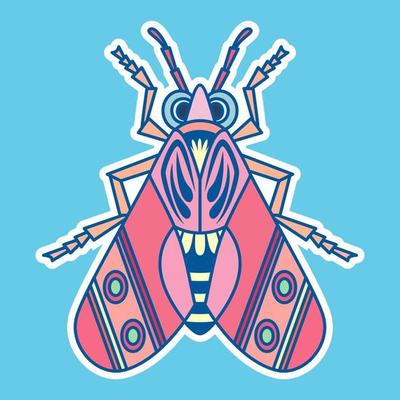 Illustration character of cute Insect colorful art, Vector pattern on blue background