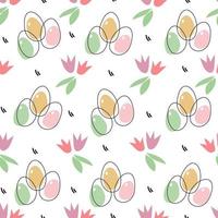 Easter eggs seamless pattern doodle sketch hand drawn vector