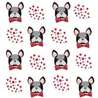 Seamless pattern Black bulldog french puppy kawaii cartoon character vector symbol