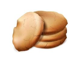 Vector realistic icon. Butter cookies set in stack. Isolated on white background.
