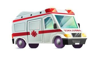 vector cartoon flat style ambulance car. Isolated on white background.