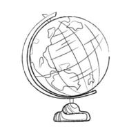Globe vector outline illustration on white background. Abstract modern line globe icon. Isolated illustration hand drawing. Vector graphics. design template.